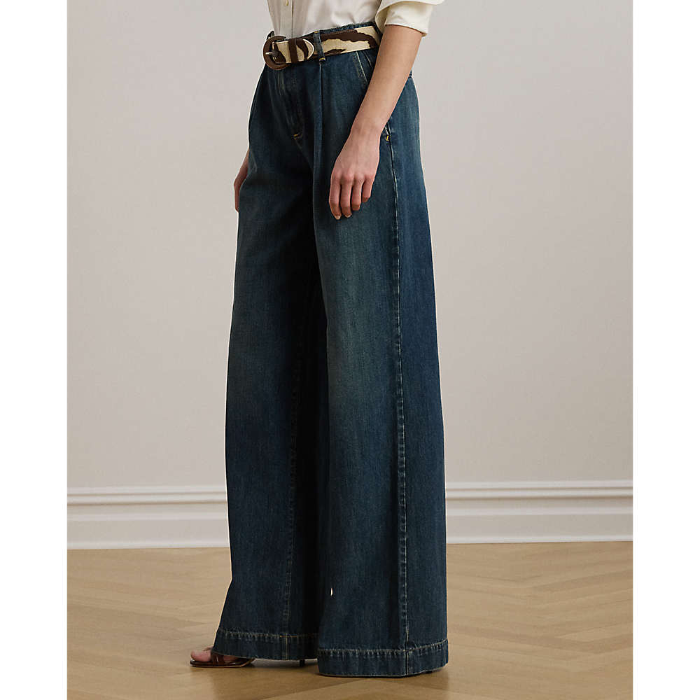 LRL High-Rise Pleated Wide-Leg Jean/Traperice 200971369001