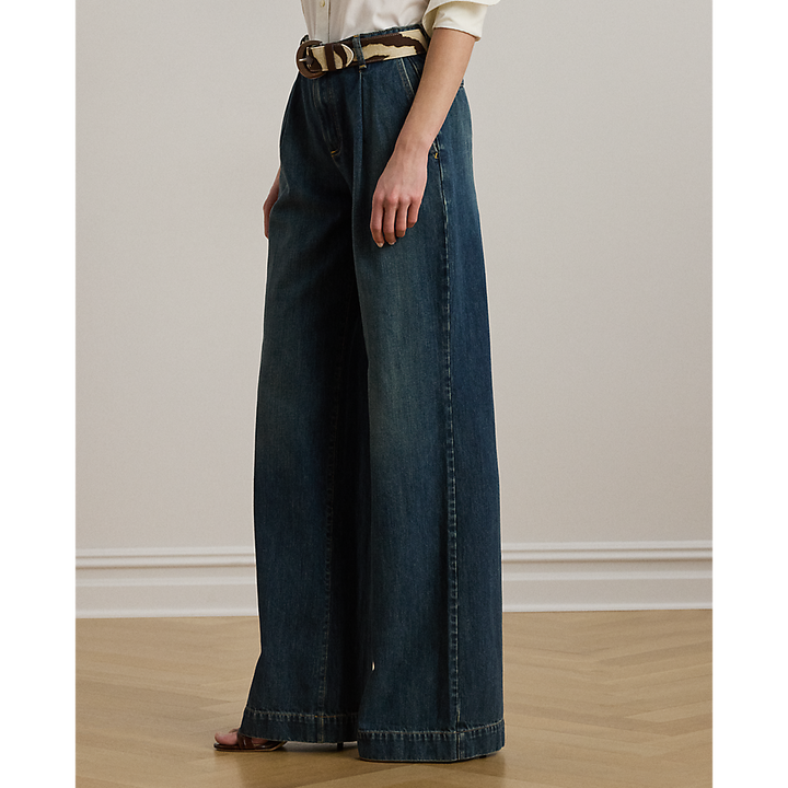 LRL High-Rise Pleated Wide-Leg Jean/Traperice 200971369001