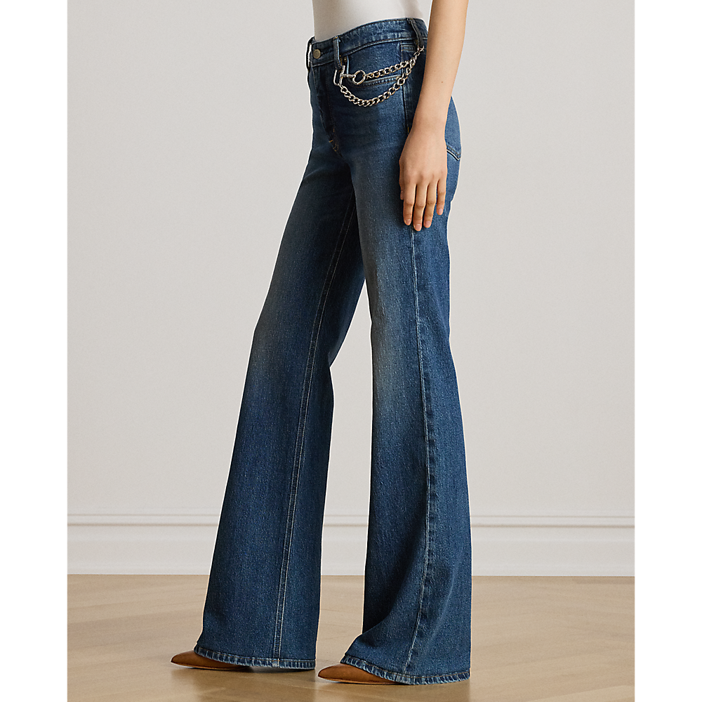 LRL Chain-Trim High-Rise Flare Jean/Traperice 200979970001