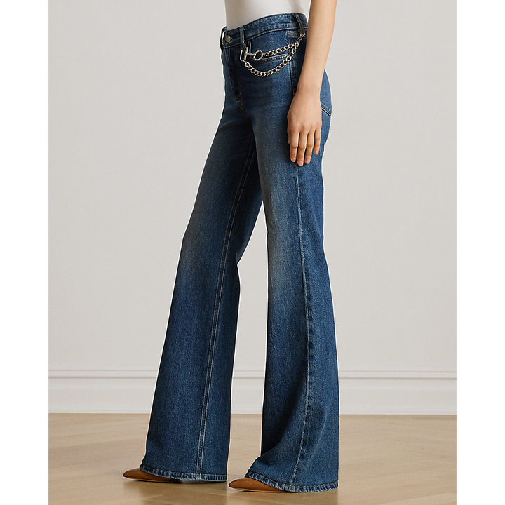 LRL Chain-Trim High-Rise Flare Jean/Traperice 200979970001