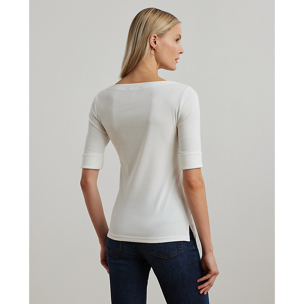 LRL Stretch Cotton Boatneck Tee/Majica 200654963007