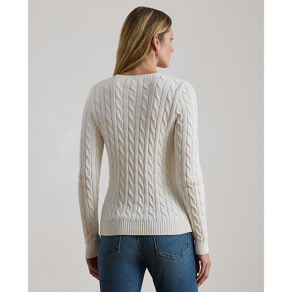 LRL Button-Trim Cable-Knit Cotton Jumper/Pulover 200932223002