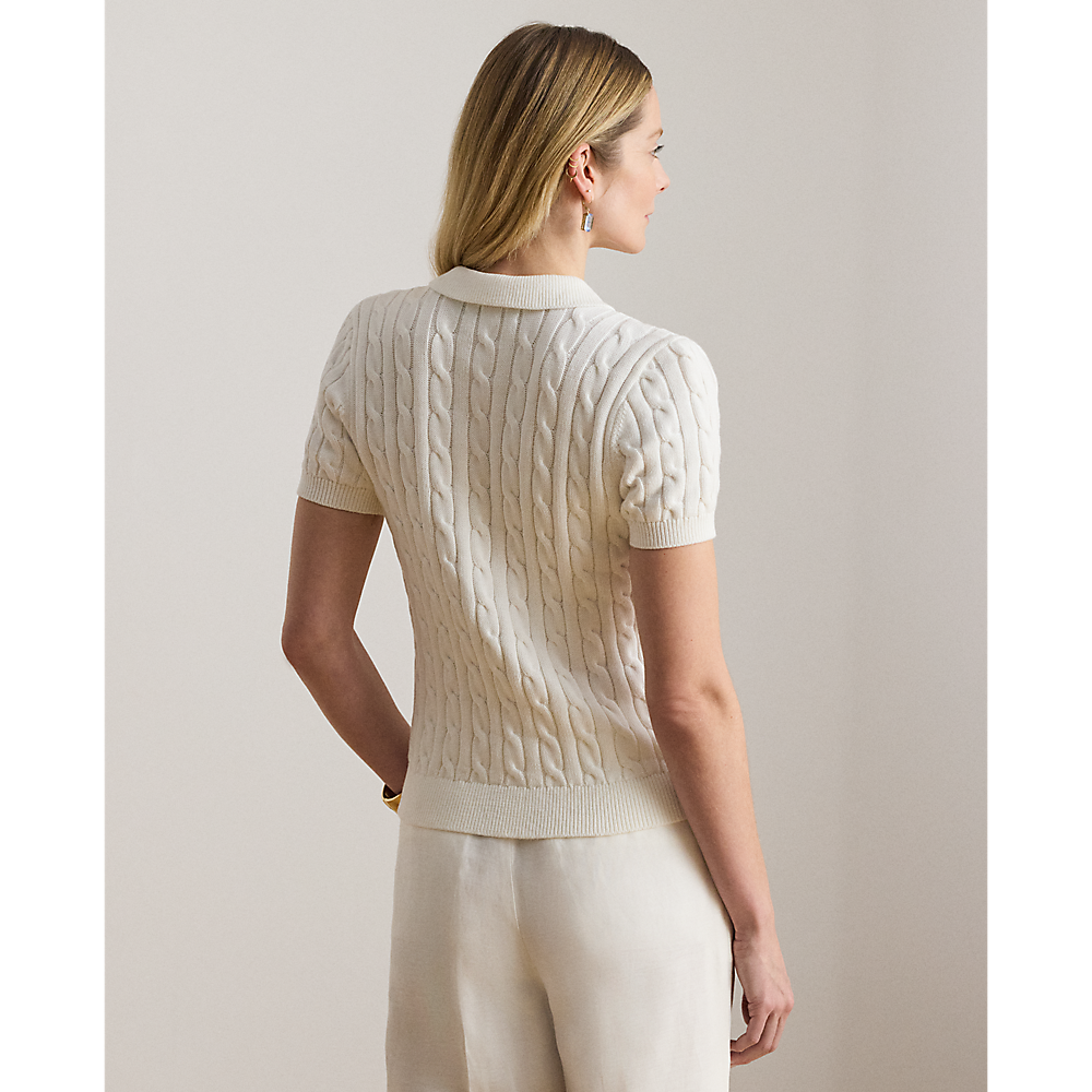 LRL Cable-Knit Cotton Polo Jumper/Pulover 200932224016