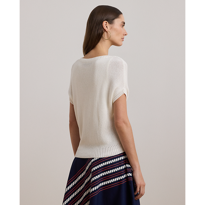 LRL Rib-Knit Short-Sleeve V-Neck Jumper/Pulover 200957580001