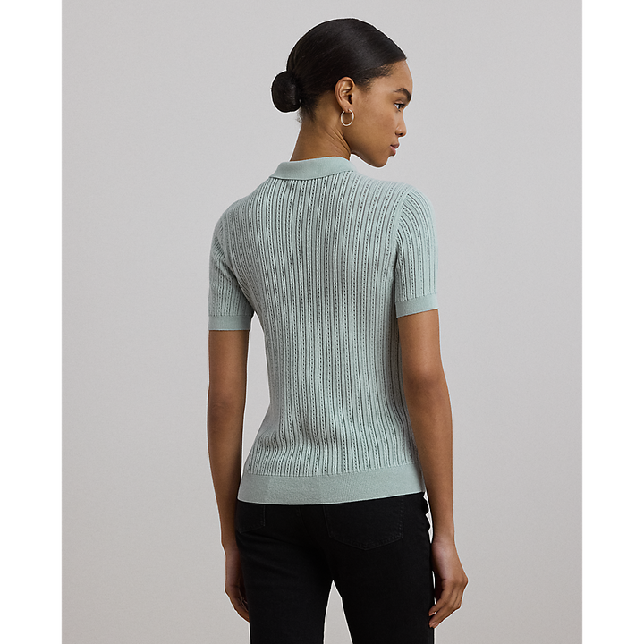 LRL Pointelle-Knit Cotton-Blend Polo Jumper/Pulover 200963653002