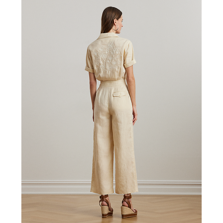 LRL Embroidered Linen Short-Sleeve Jumpsuit/Kombinezon 200963735001