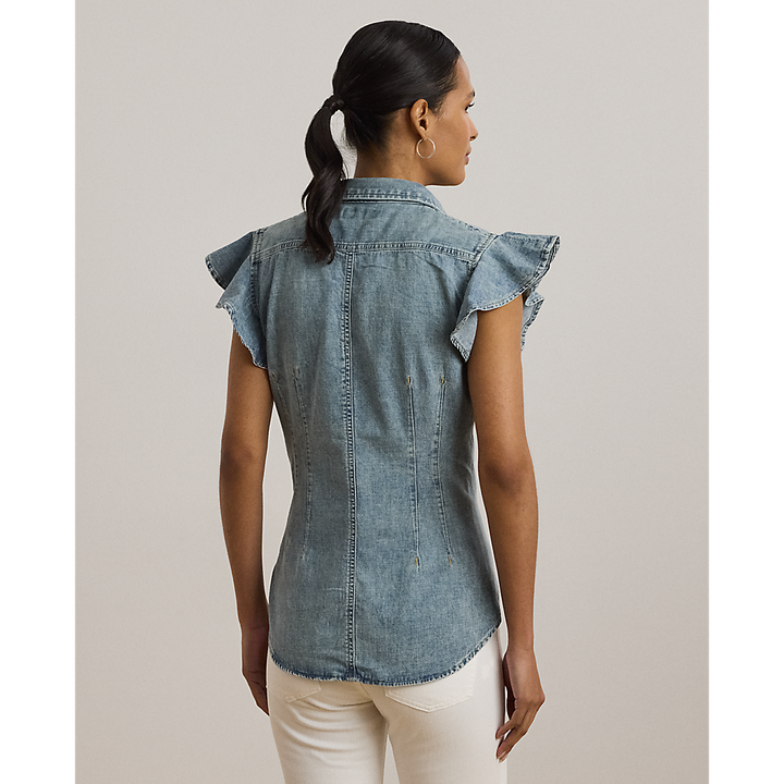 LRL Denim Flutter-Sleeve Shirt/Košulja 200963923001