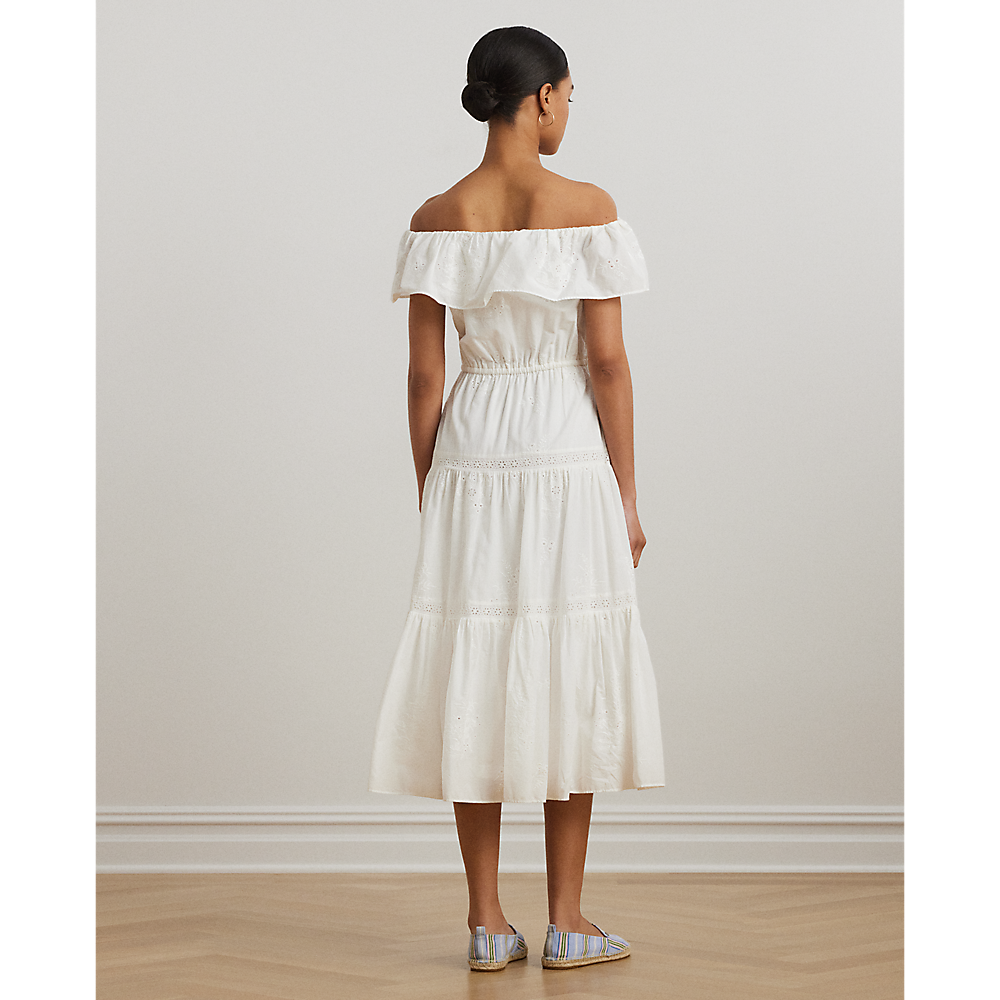 LRL Cotton Off-the-Shoulder Tiered Dress/Haljina 200966195001