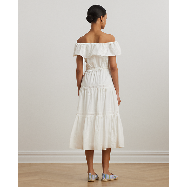 LRL Cotton Off-the-Shoulder Tiered Dress/Haljina 200966195001
