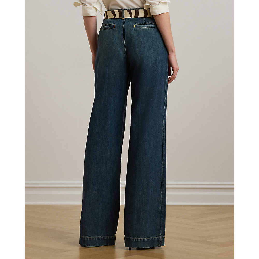LRL High-Rise Pleated Wide-Leg Jean/Traperice 200971369001