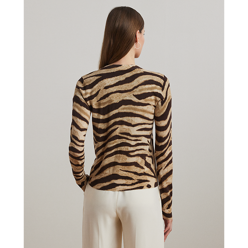 LRL Zebra-Print Linen-Cotton Cardigan/Pulover 200971371001