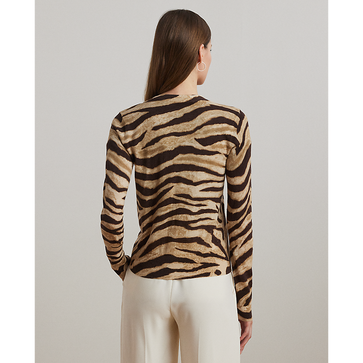 LRL Zebra-Print Linen-Cotton Cardigan/Pulover 200971371001