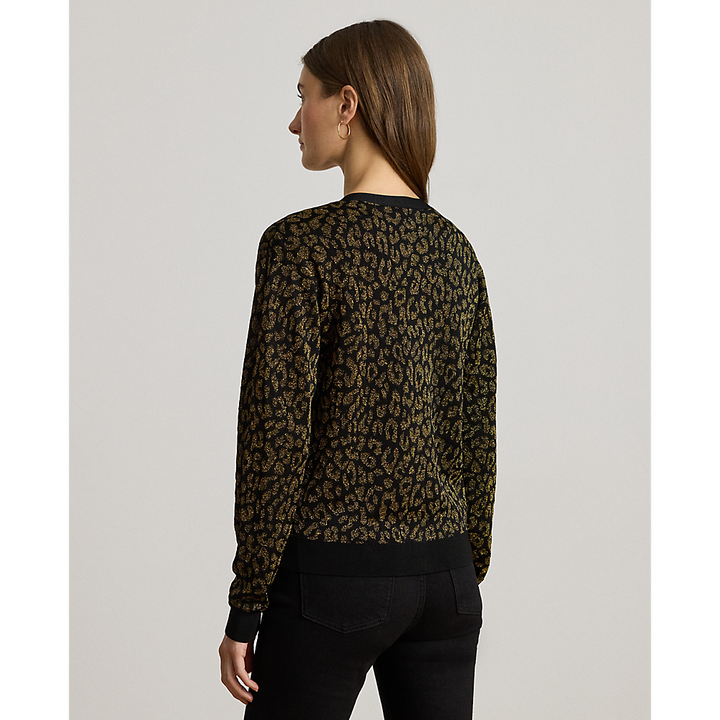 LRL Metallic Ocelot Double-Knit Cardigan/Pulover 200979661001