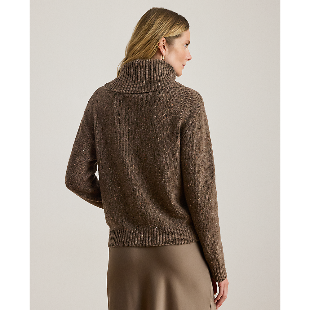 LRL Buckle-Trim Melange Turtleneck Sweater/ Pulover 200979663002