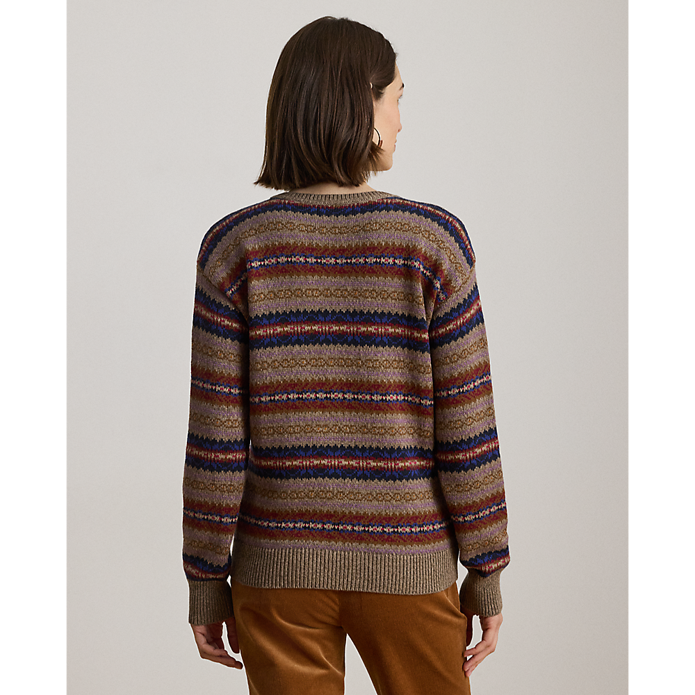 LRL Fair Isle Cotton-Linen V-Neck Jumper/Pulover 200979674001