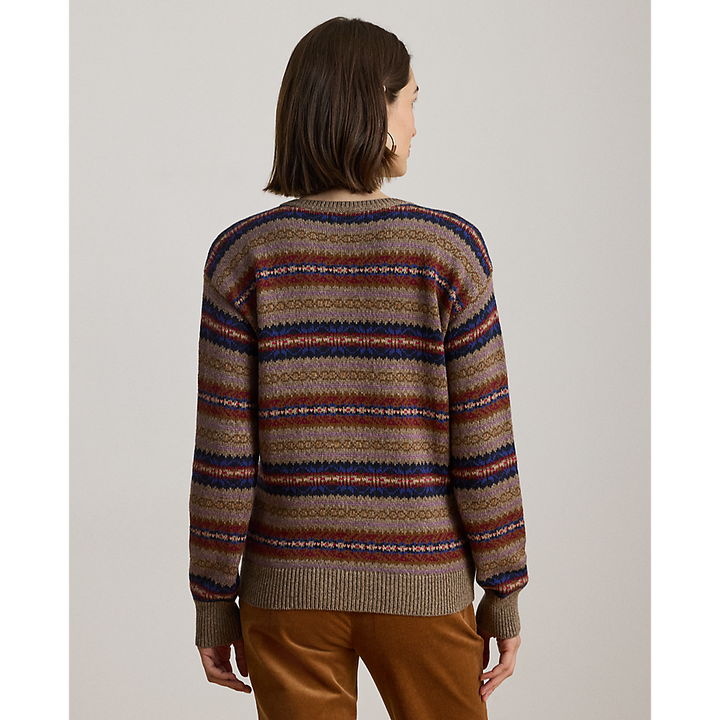 LRL Fair Isle Cotton-Linen V-Neck Jumper/Pulover 200979674001