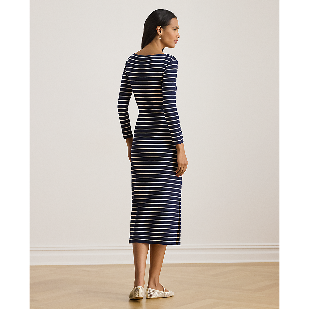 LRL Striped Tie-Front Cotton-Blend Dress/Haljina 200P03766001