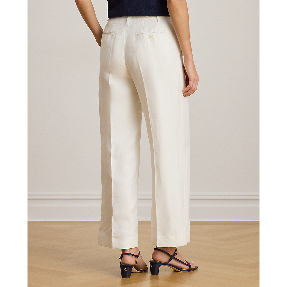 LRL Linen-Blend Twill Wide-Leg Cropped Trous/Hlače 200P08107001