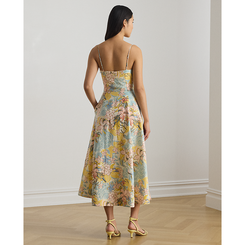 LRL Floral Linen Sleeveless Midi Dress /Haljina 200P08951001