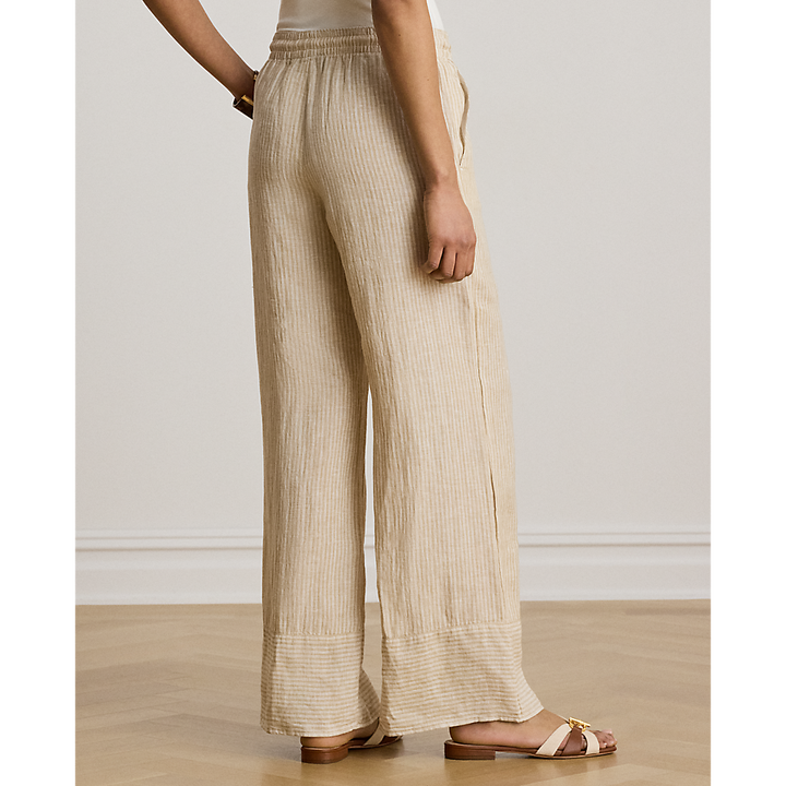 LRL Striped Linen Wide-Leg Trousers/Hlače 200P14001001