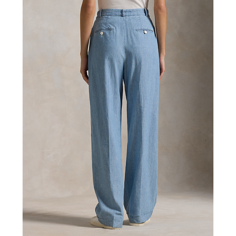 PRL Cotton Chambray Wide-Leg Trouser/Hlače 211959938001