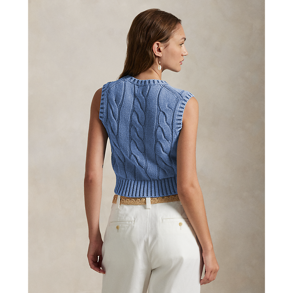 PRL Cable-Knit Cotton Cropped Jumper Waistco/Pulover 211965758001