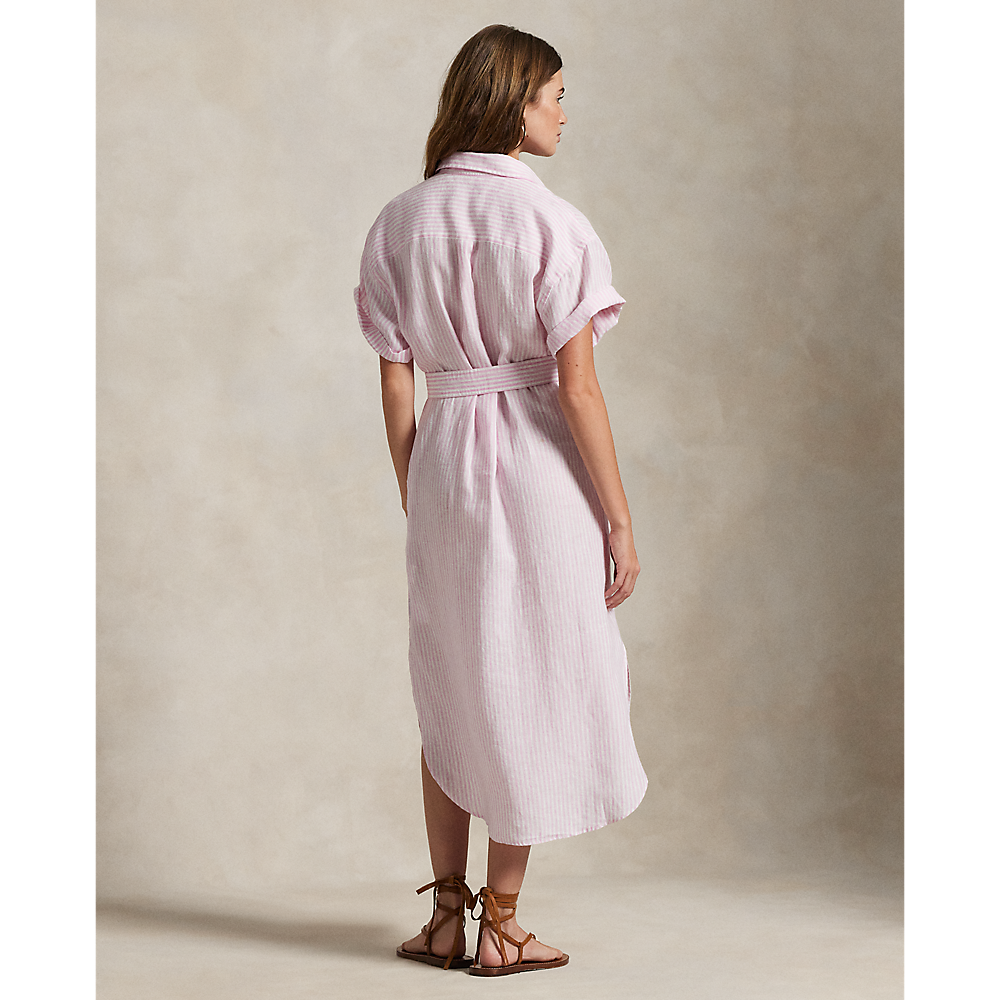 PRL Striped Linen Short-Sleeve Shirtdress/Haljina 211965843001