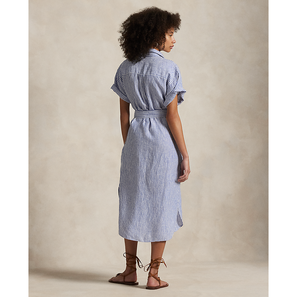 PRL Striped Linen Short-Sleeve Shirtdress/Haljina 211965843002