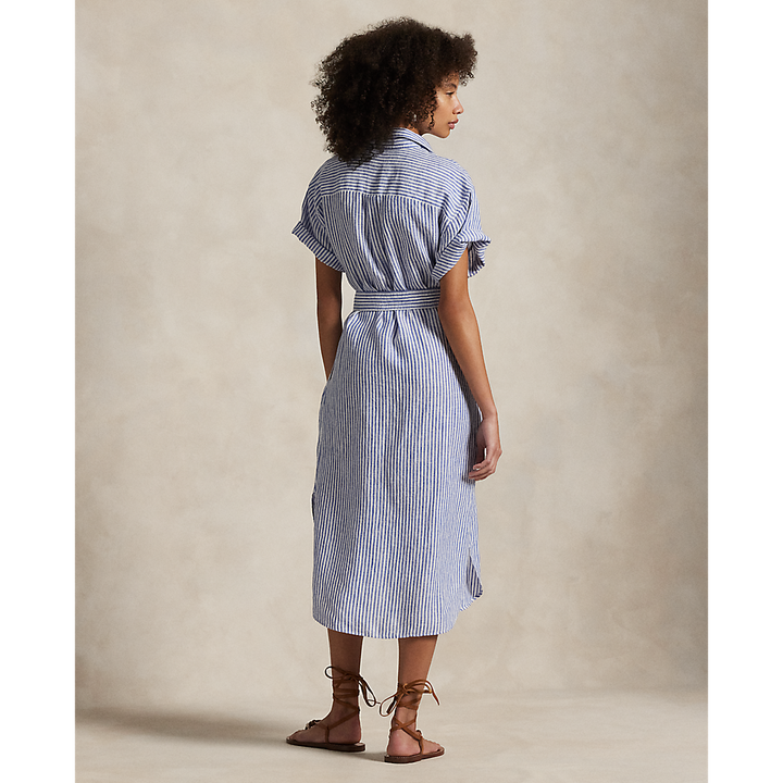 PRL Striped Linen Short-Sleeve Shirtdress/Haljina 211965843002