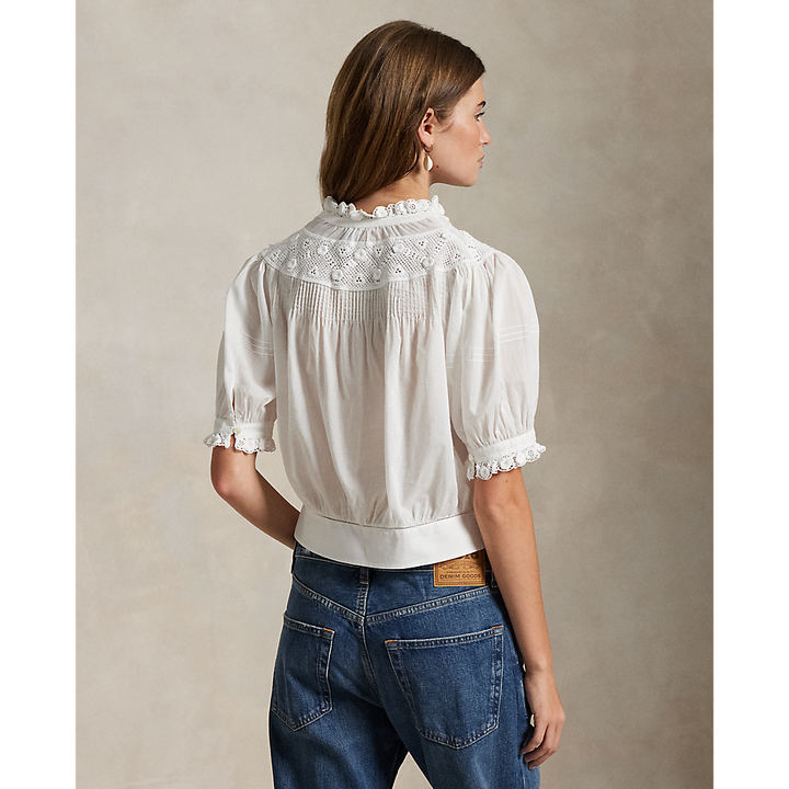 PRL Lace-Trim Cotton Voile Top/Košulja 211965852001
