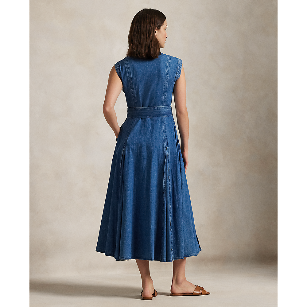 PRL Belted Denim Sleeveless A-Line Dress/Haljina 211969142001