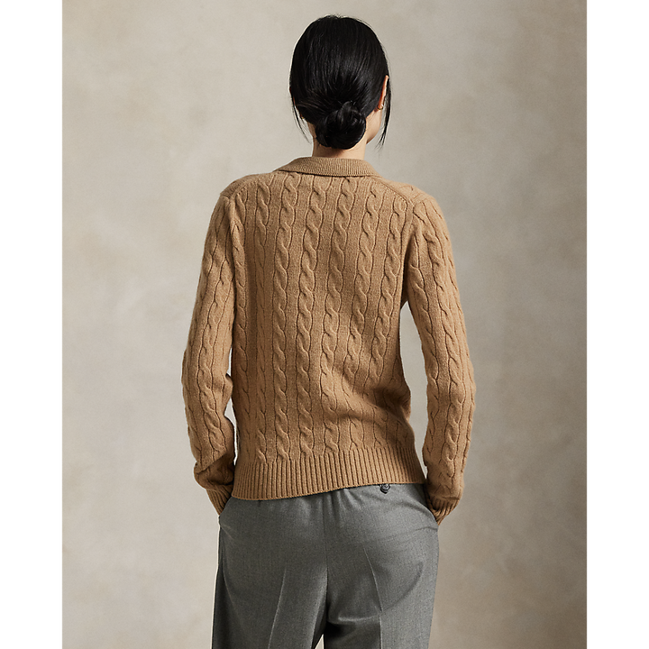 PRL  Cable-Knit Wool-Cashmere Polo Sweater/Pulover 211972132002