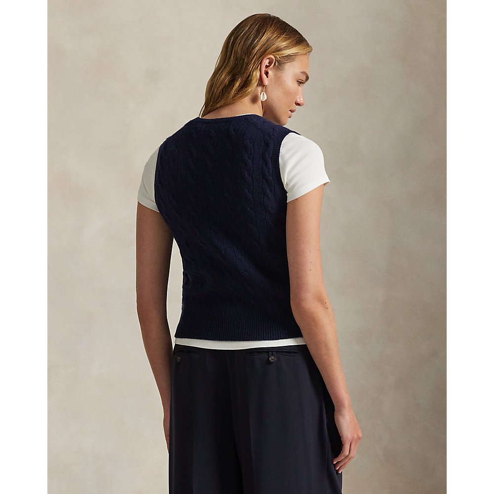 PRL Cable-Knit Wool-Cashmere Sweater Vest/Pulover 211972134001