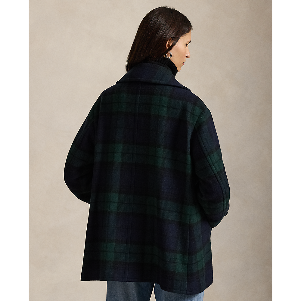 PRL Plaid Wool-Blend Tweed Peacoat/ Kaput 211978397001