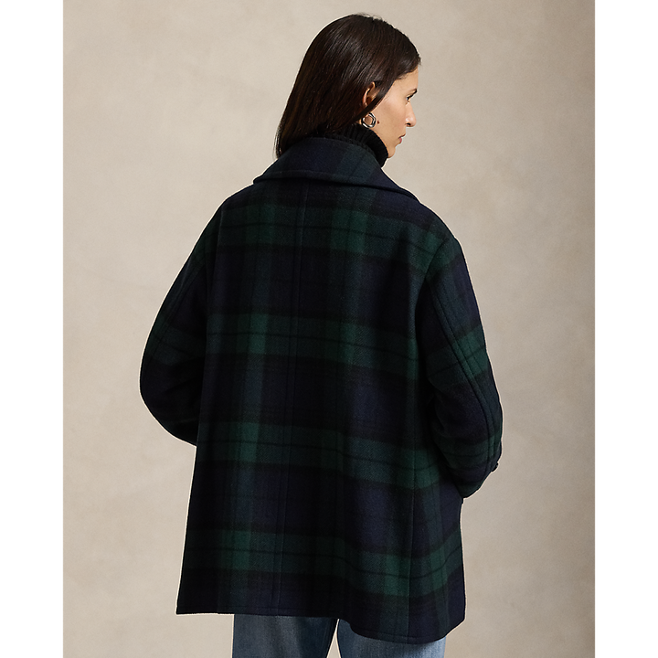 PRL Plaid Wool-Blend Tweed Peacoat/ Kaput 211978397001