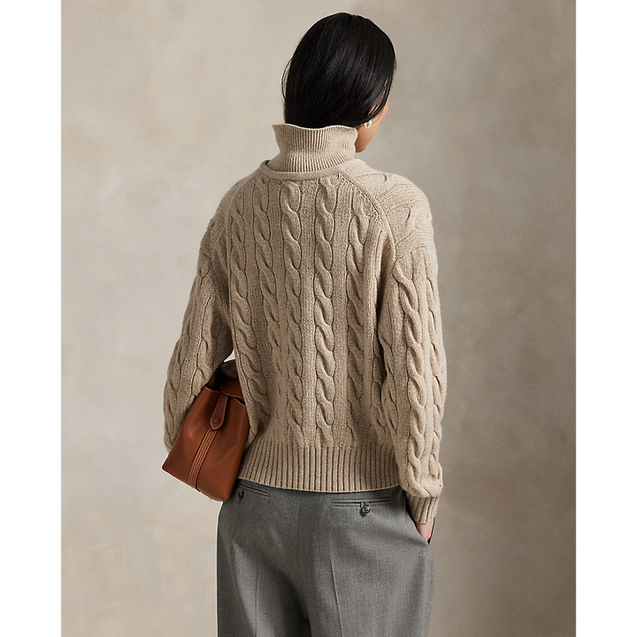 PRL Cable Wool-Cashmere Polo-Collar Sweater/Pulover 211A88632001
