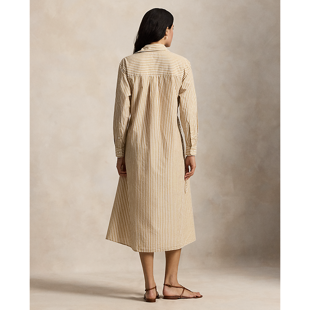 PRL Striped Cotton-Linen Drawcord Shirtdress/Haljina 211A96364002