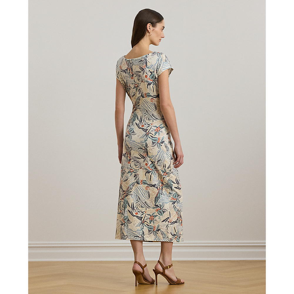LRL Tie-Front Print Boatneck Midi Dress/Haljina 250964087001
