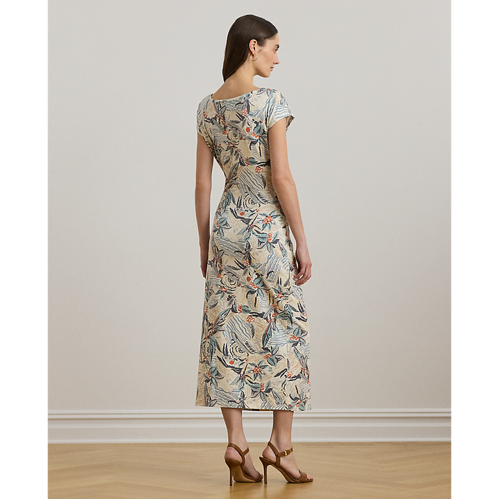 LRL Tie-Front Print Boatneck Midi Dress/Haljina 250964087001