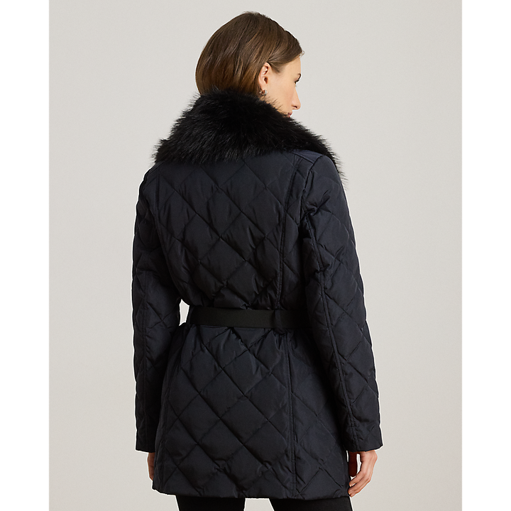 LRL Faux-Fur-Trim Diamond-Quilted Down Coat/Jakna 297P04108001
