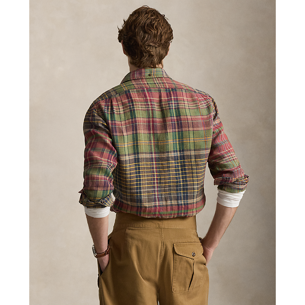 PRL Classic Fit Plaid Linen Popover Shirt/Košulja 710B14296001