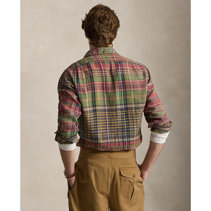 PRL Classic Fit Plaid Linen Popover Shirt/Košulja 710B14296001