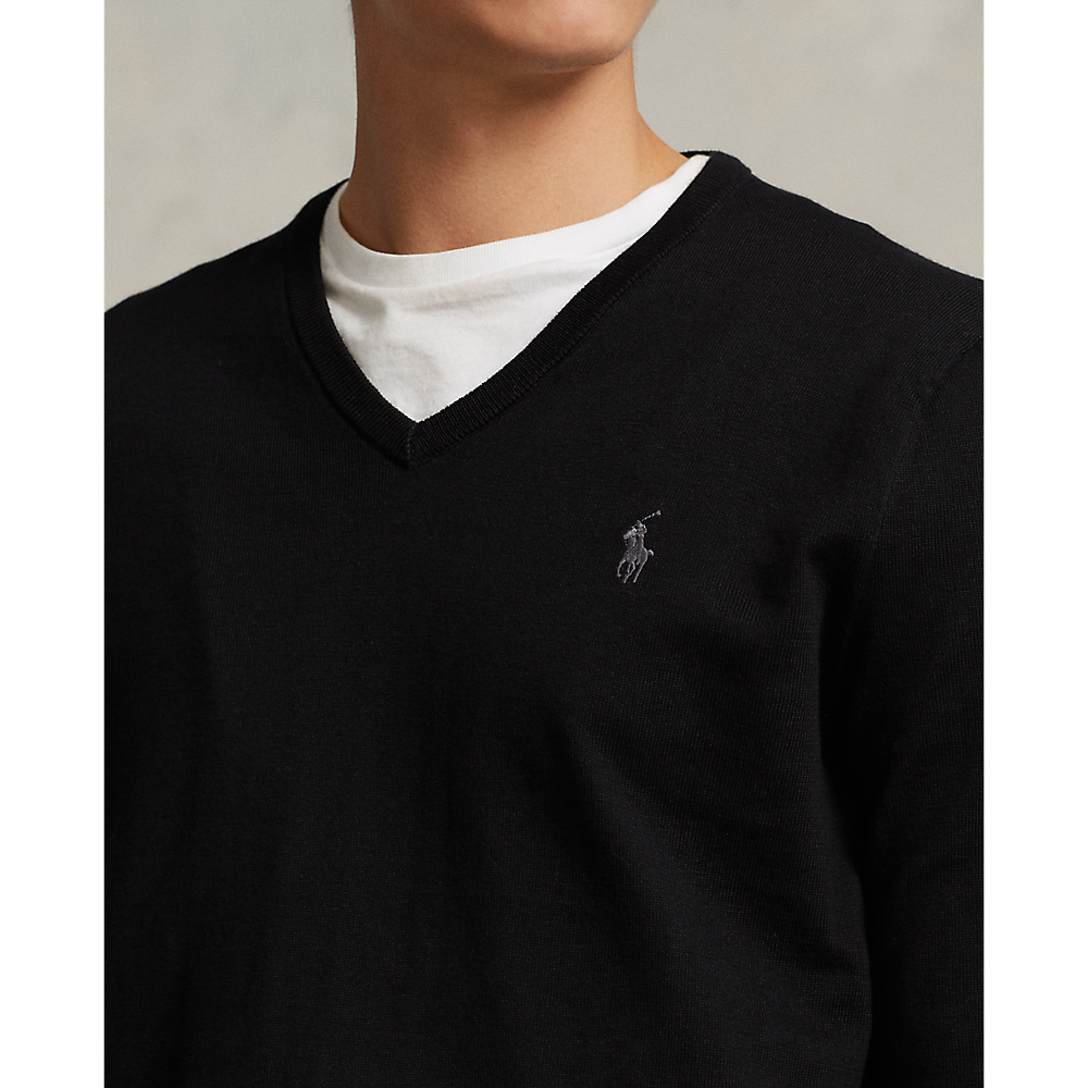 PRL Slim Fit Cotton V-Neck Jumper/Pulover 710670789003