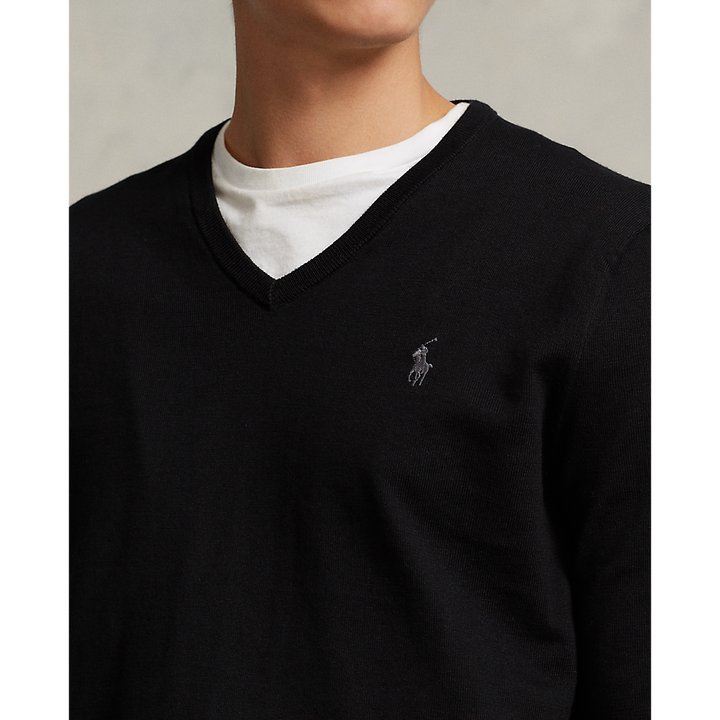 PRL Slim Fit Cotton V-Neck Jumper/Pulover 710670789003