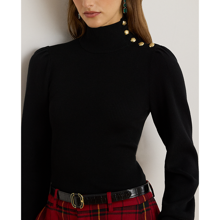 LRL Button-Trim Mockneck Jumper/Pulover 200882214001
