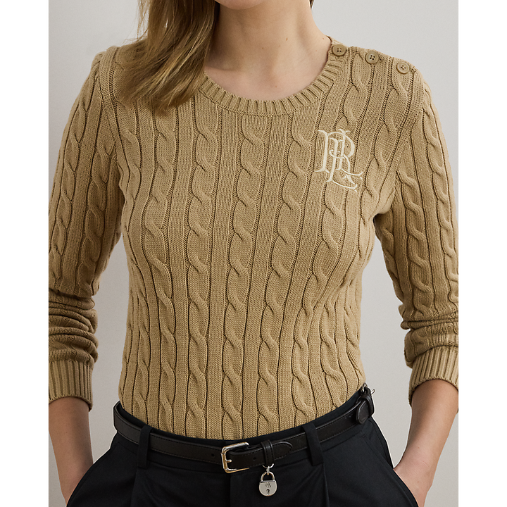 LRL Button-Trim Cable-Knit Cotton Jumper/Pulover 200932223005