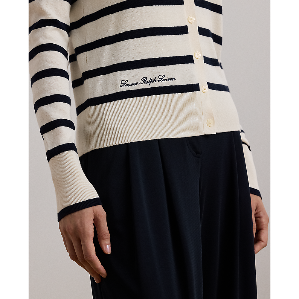 LRL Striped Cotton-Blend Cardigan/Pulover 200957476002