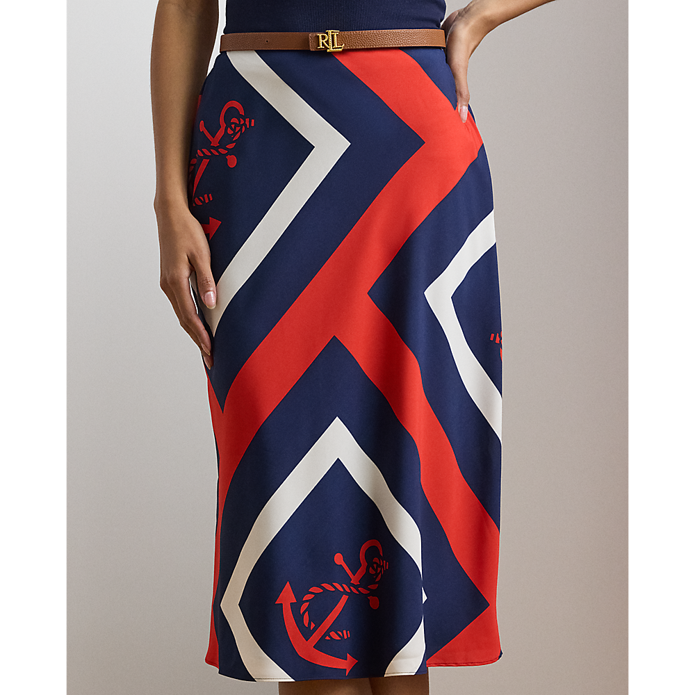 LRL Anchor-Print Crepe Midi Skirt/Suknja 200963170001