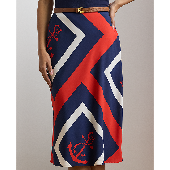 LRL Anchor-Print Crepe Midi Skirt/Suknja 200963170001