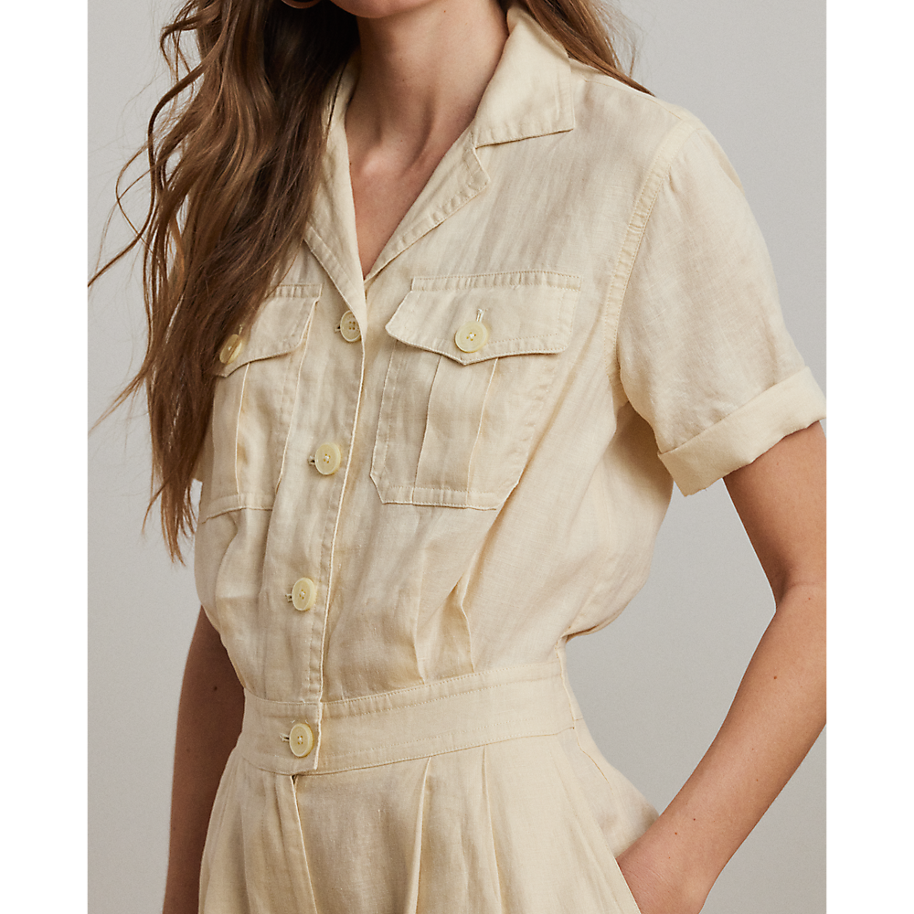 LRL Embroidered Linen Short-Sleeve Jumpsuit/Kombinezon 200963735001